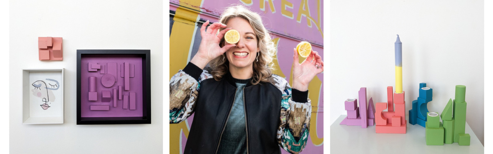 Foto's van Renske (in het midden) van Lemon Twist en de verschillende creaties die je maakt tijdens een workshop.