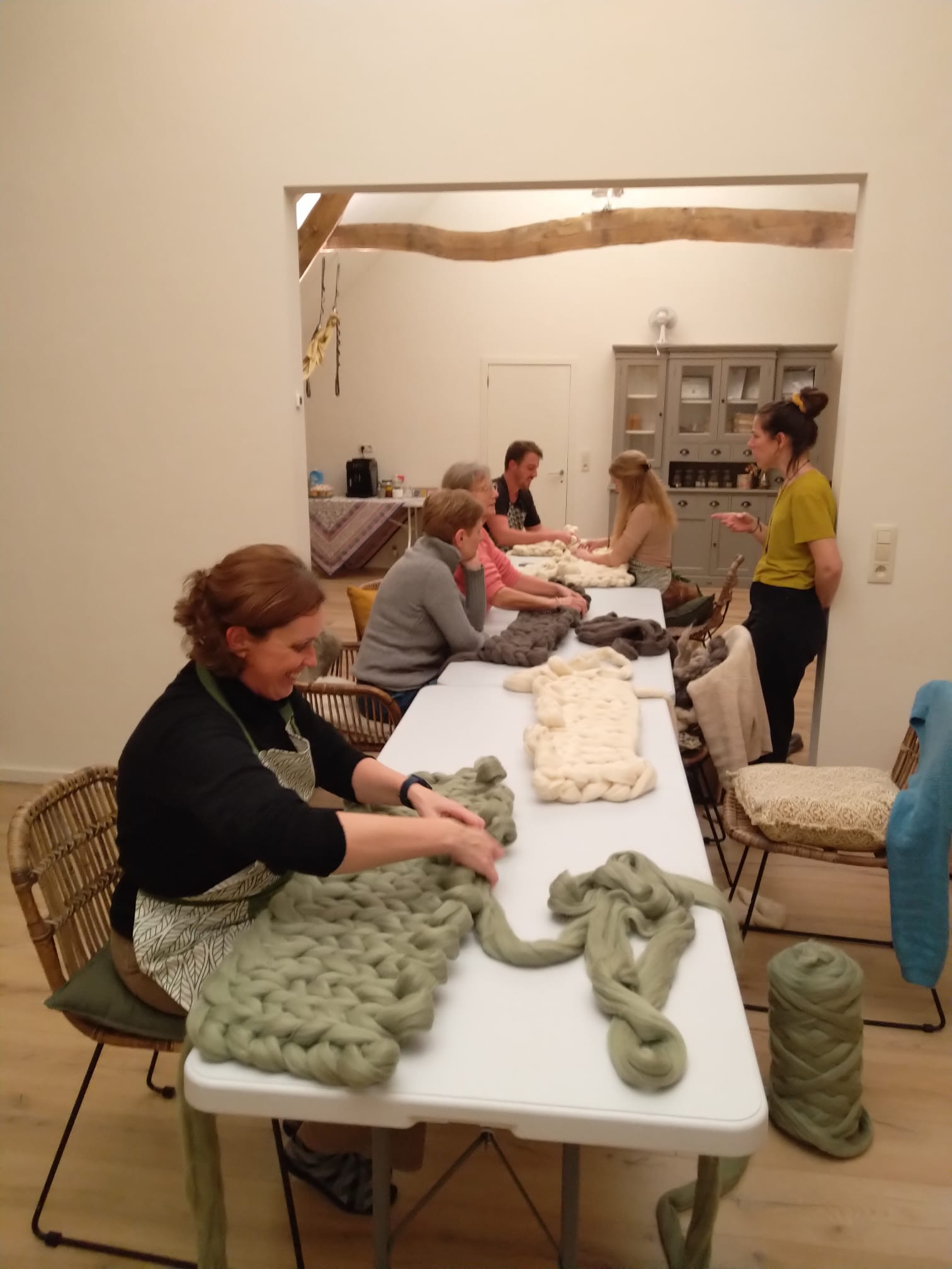 XXL woondeken uit 100% Merinowol - Workshop in groep. - Foto