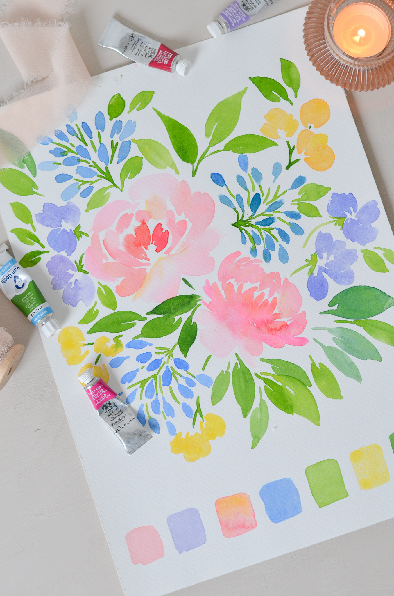 Workshop Romantische aquarel bloemen in losse stijl - Foto