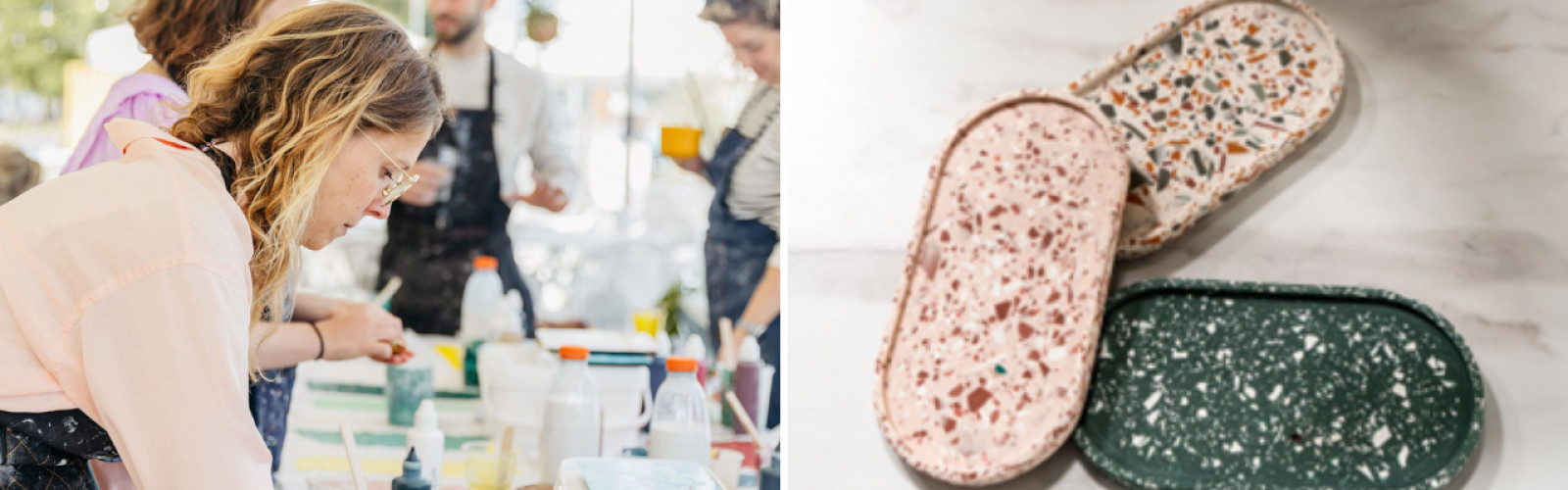 Terrazzo workshop met onderzetters