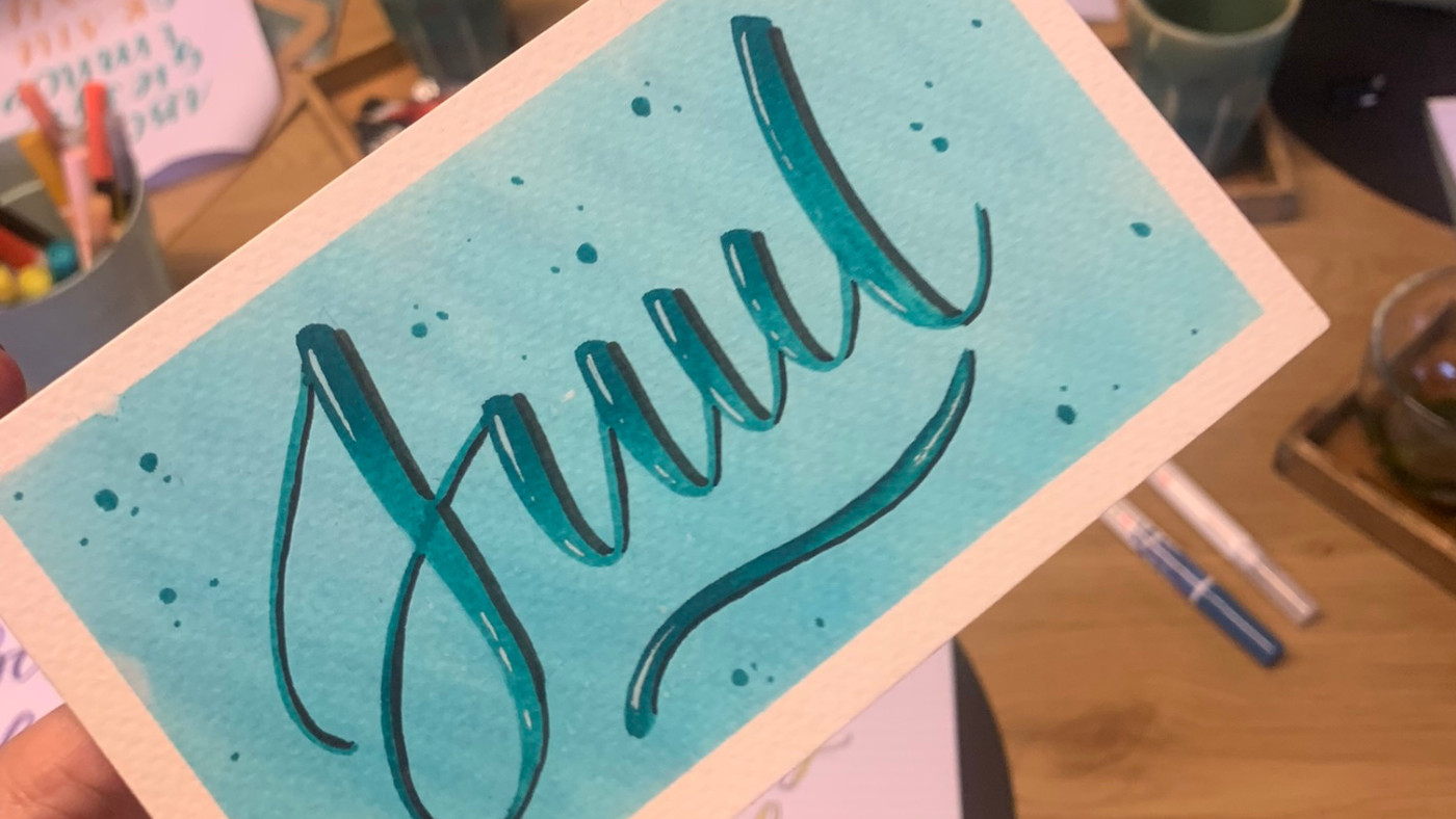 Brushletteren voor groepen - workshop - Foto