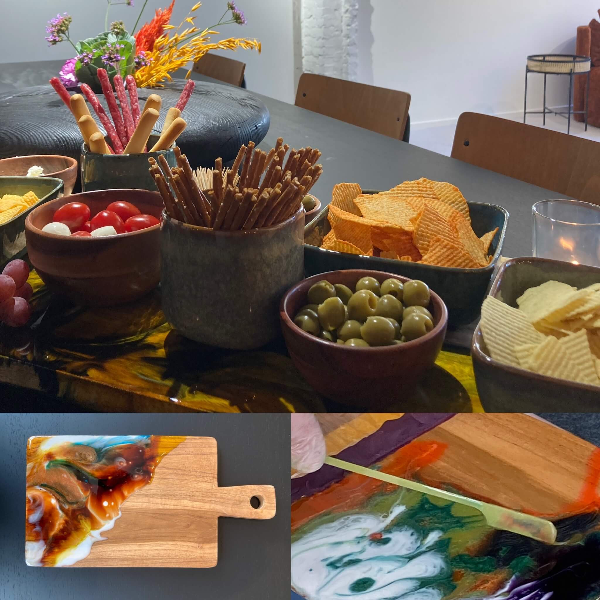 Workshop Aperotime en je eigen aperitief plank of dienblad in hars (resin) - Foto