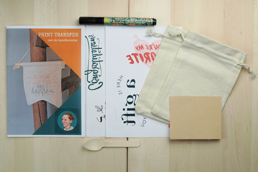 DIY pakket laserprint transfer 2 cadeau zakjes - Foto