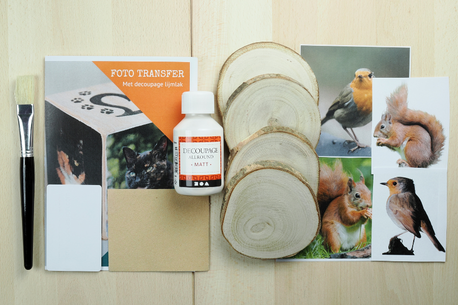 DIY pakket foto transfer houten onderzetters