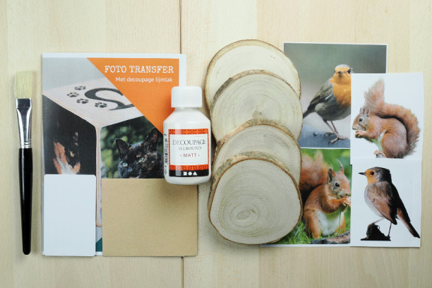 DIY pakket foto transfer houten onderzetters