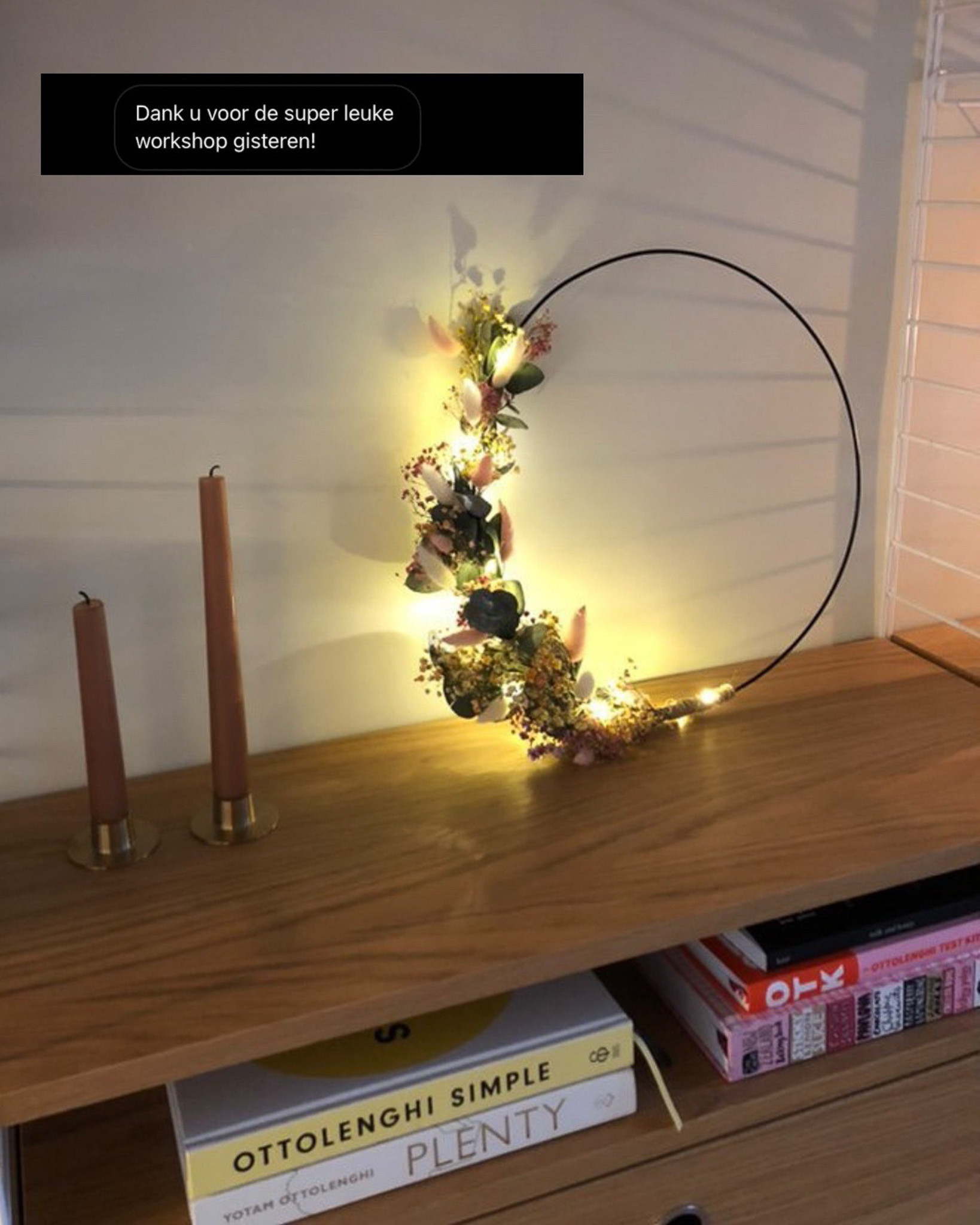 Workshop dried floral hoops (met kerstlichtjes) - Foto