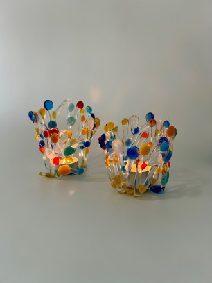 Glaskunst Workshop - Set Koraal Theelichtjes