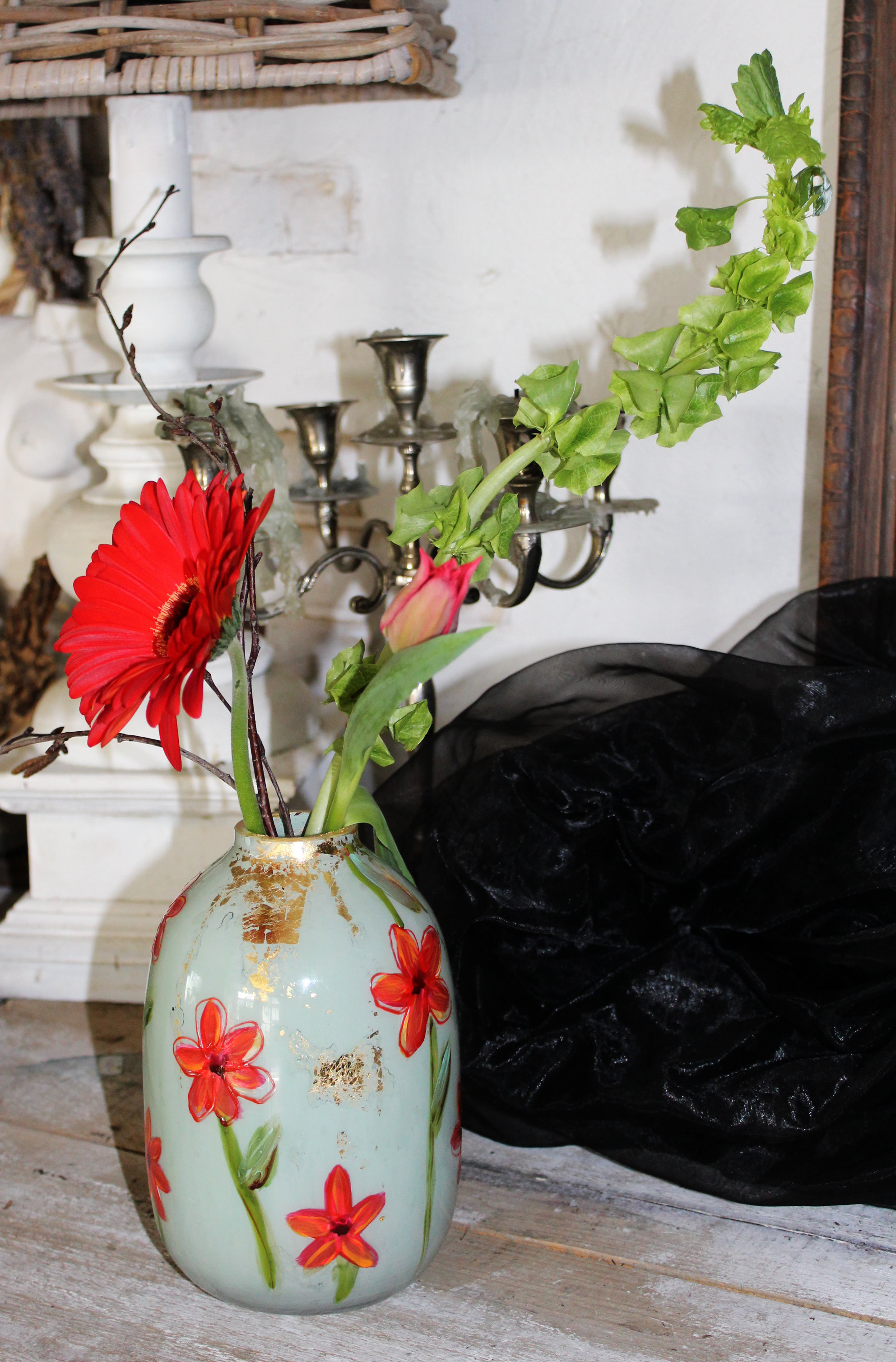 Creatieve workshop klein glazen vaasje beschilderen - Foto