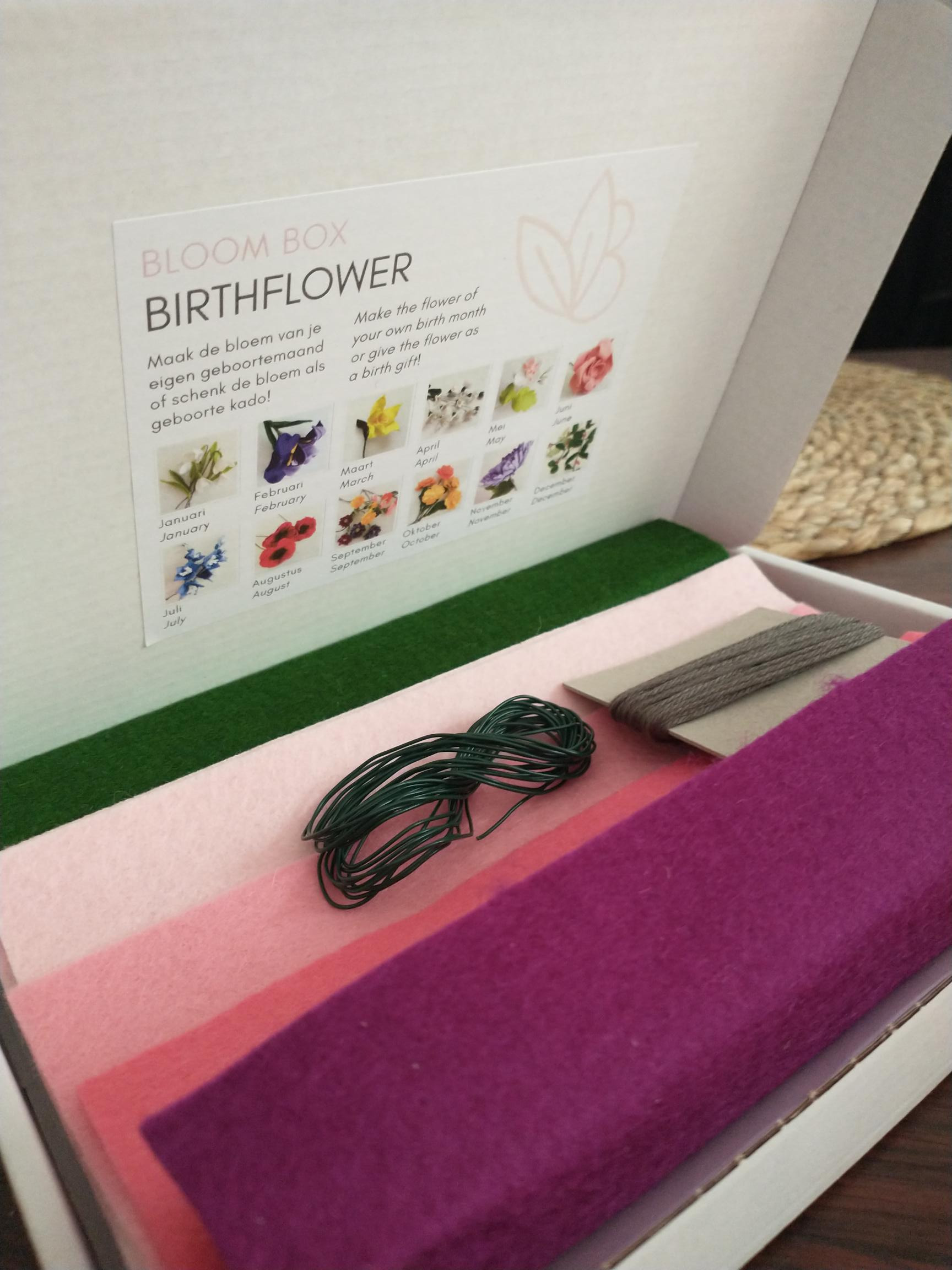 Geboortebloem uit vilt - 2 personen - DIY box - Foto