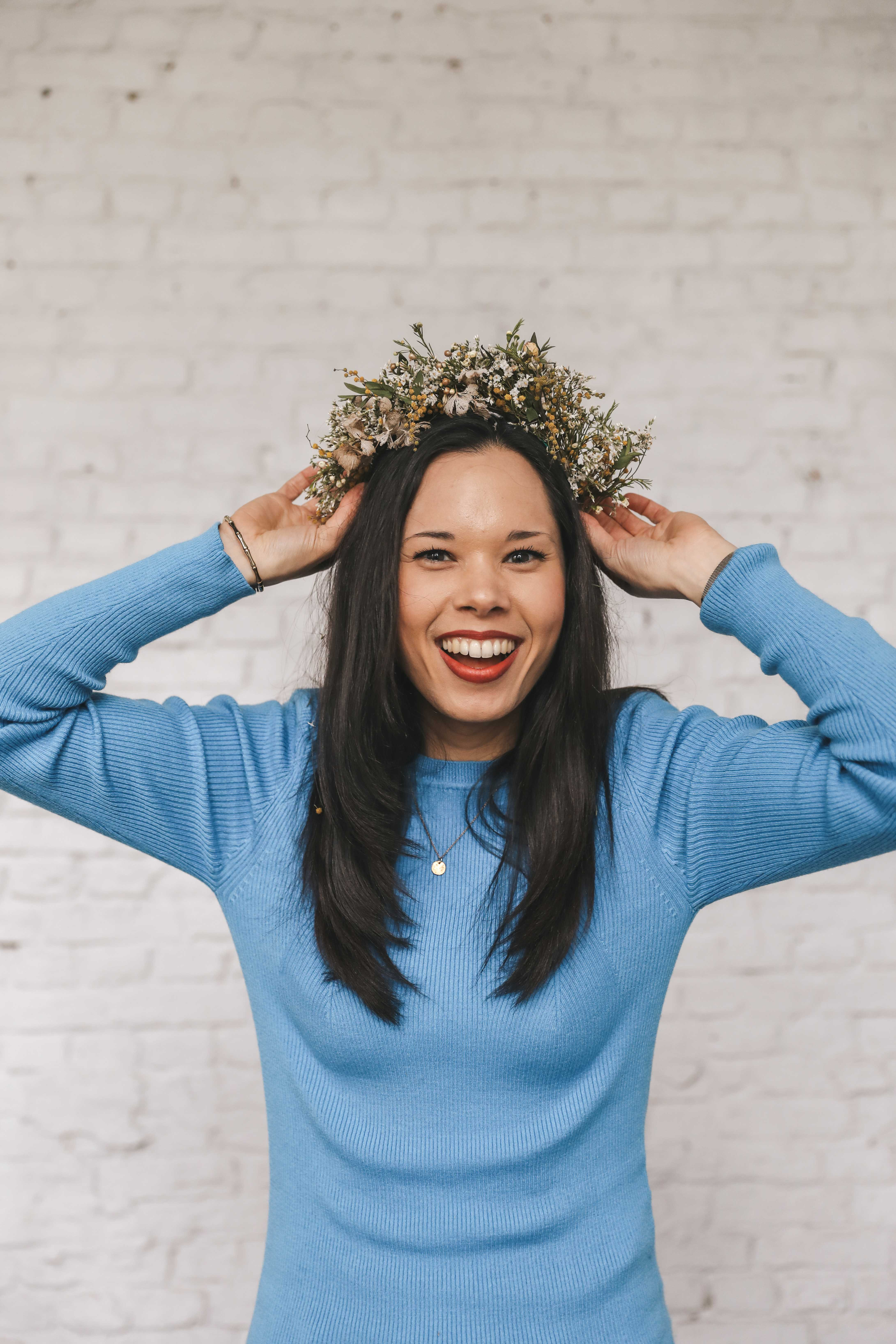 Combi droogbloemenkroon- en krans voor vrijgezellen - Foto