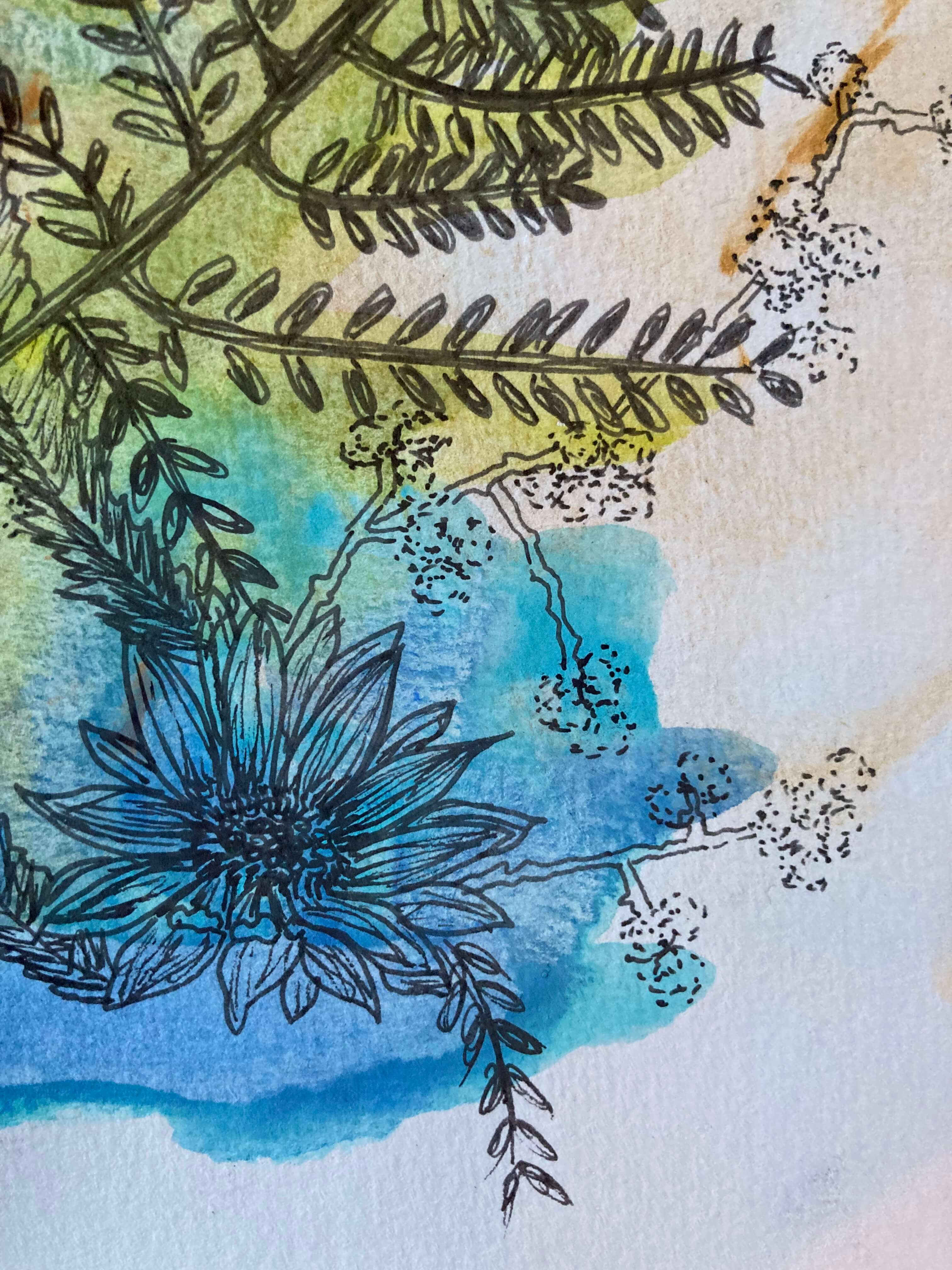 bloemmotieven tekenen met brushpen en fineliner - Foto