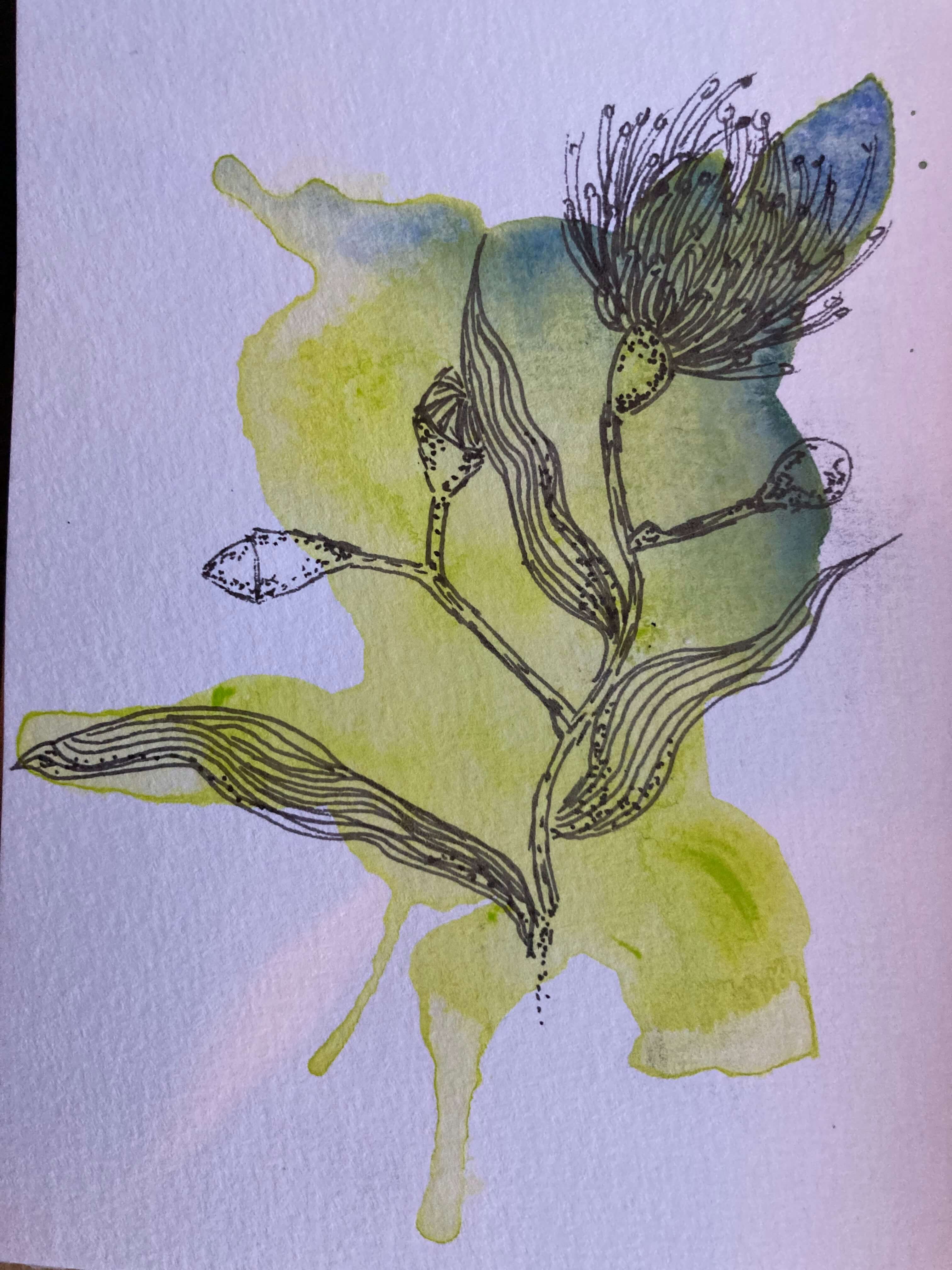 bloemmotieven tekenen met brushpen en fineliner - Foto