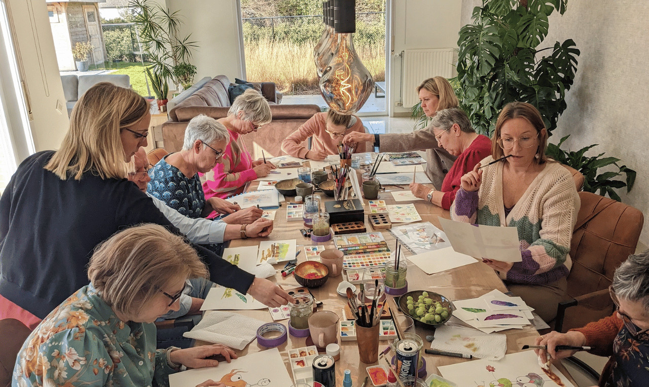 Workshop "Mindful met aquarel" - privé groepen - Foto