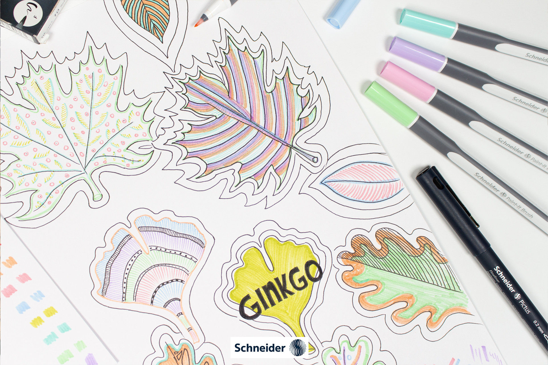 DIY- Workshop Herfstblad tekenen met Schneider Brushpen Paint-It - Foto