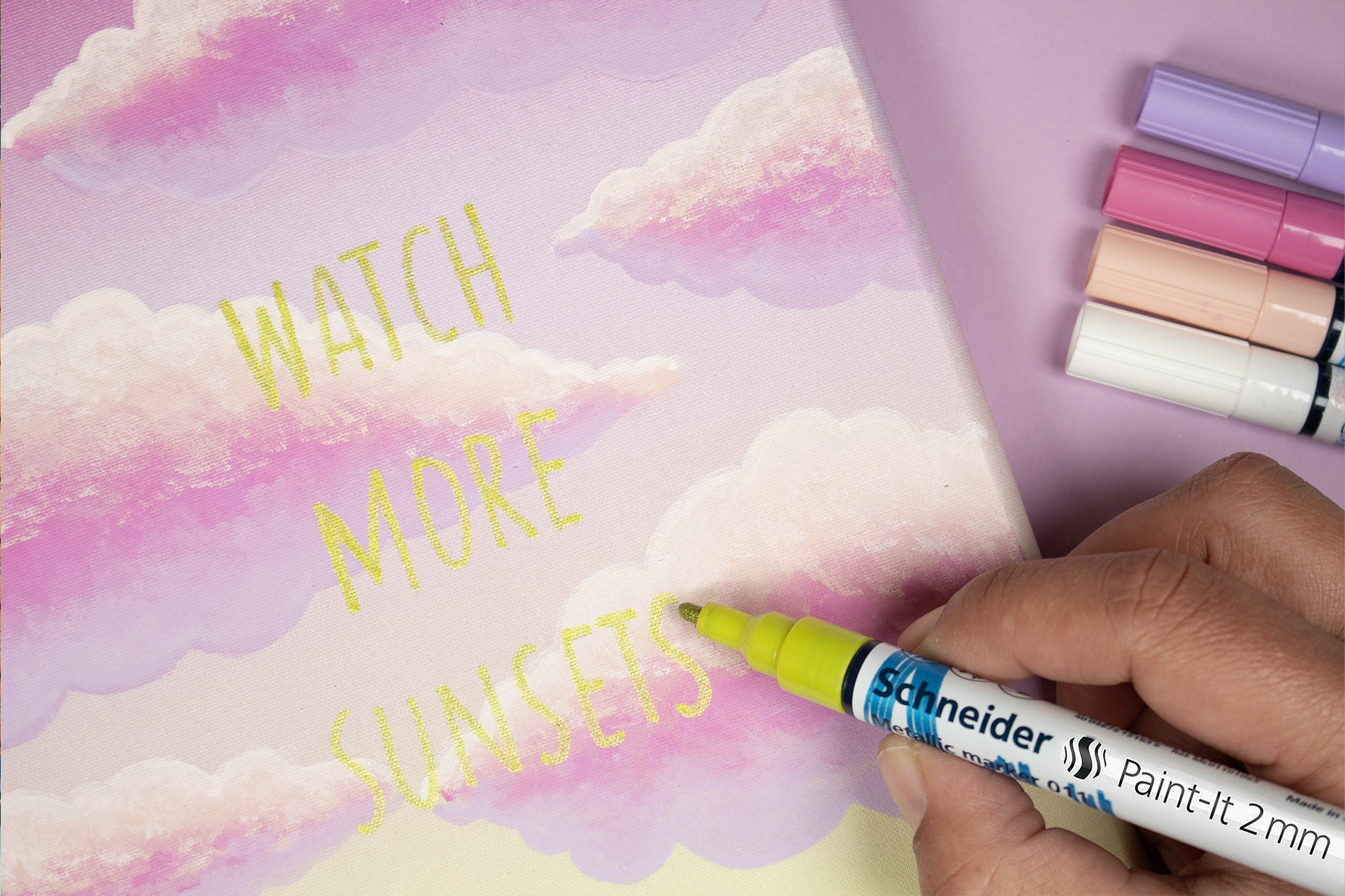 DIY- Workshop WATCH MORE SUNSETS BULLETJOURNAL i.c.m. Schneider acrylmarkers - Foto