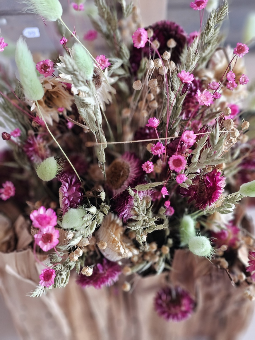 Bloemworkshop Pandanusblad met droogmateriaal - Foto