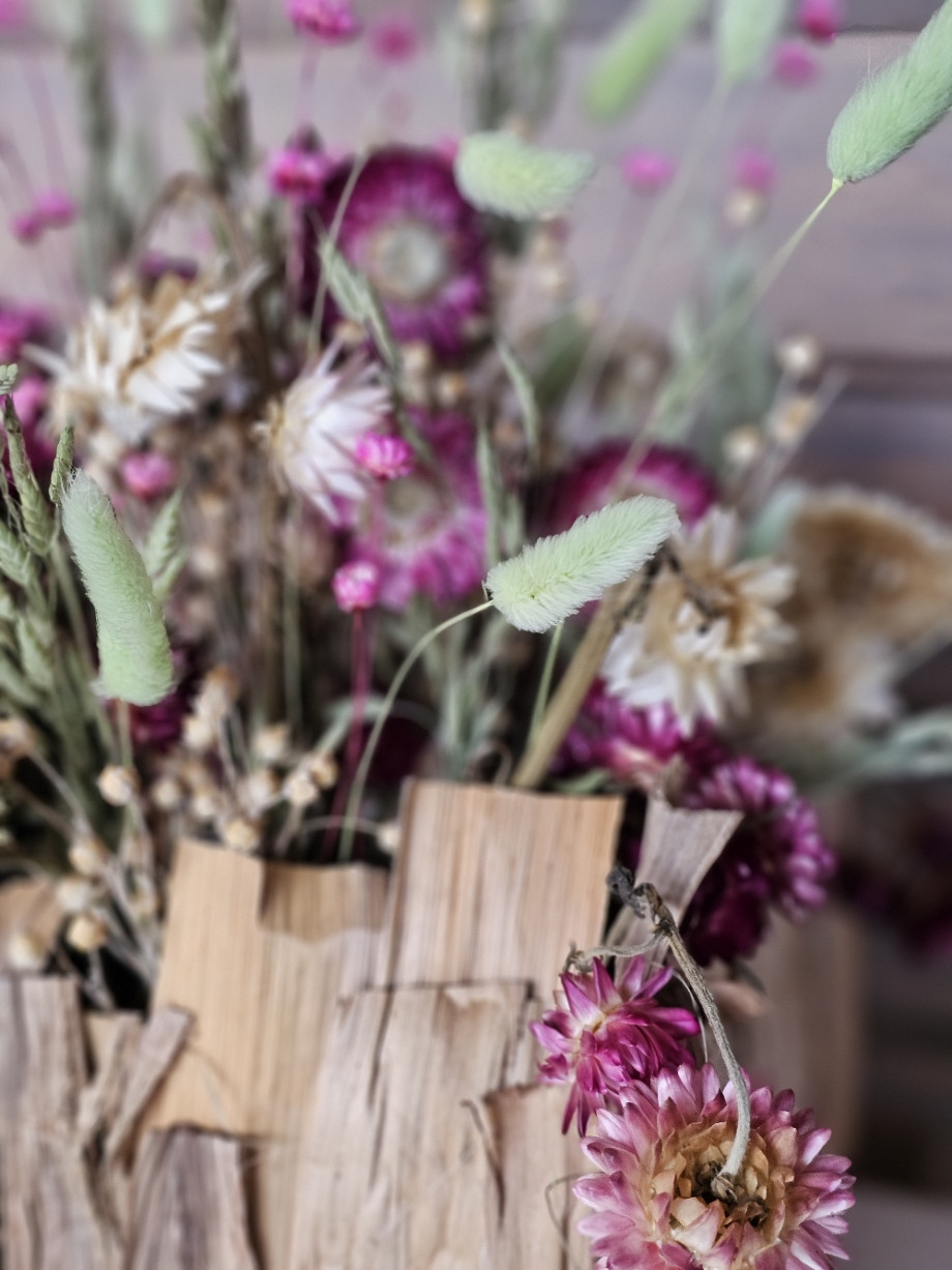 Bloemworkshop Pandanusblad met droogmateriaal - Foto