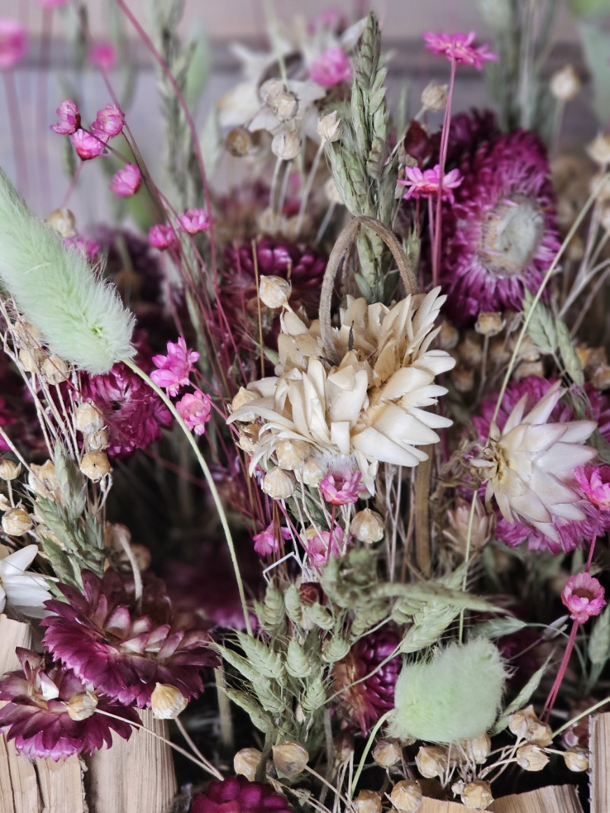 Bloemworkshop Pandanusblad met droogmateriaal - Foto