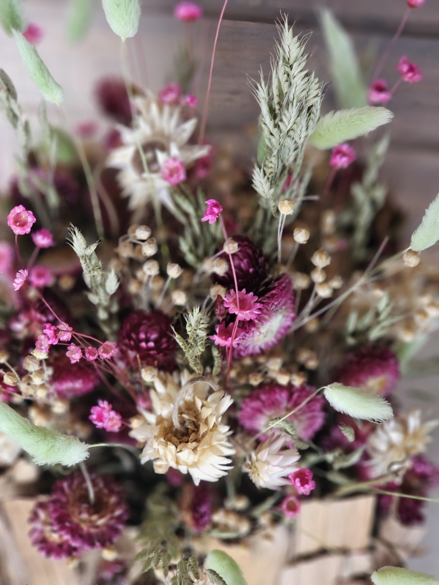 Bloemworkshop Pandanusblad met droogmateriaal - Foto