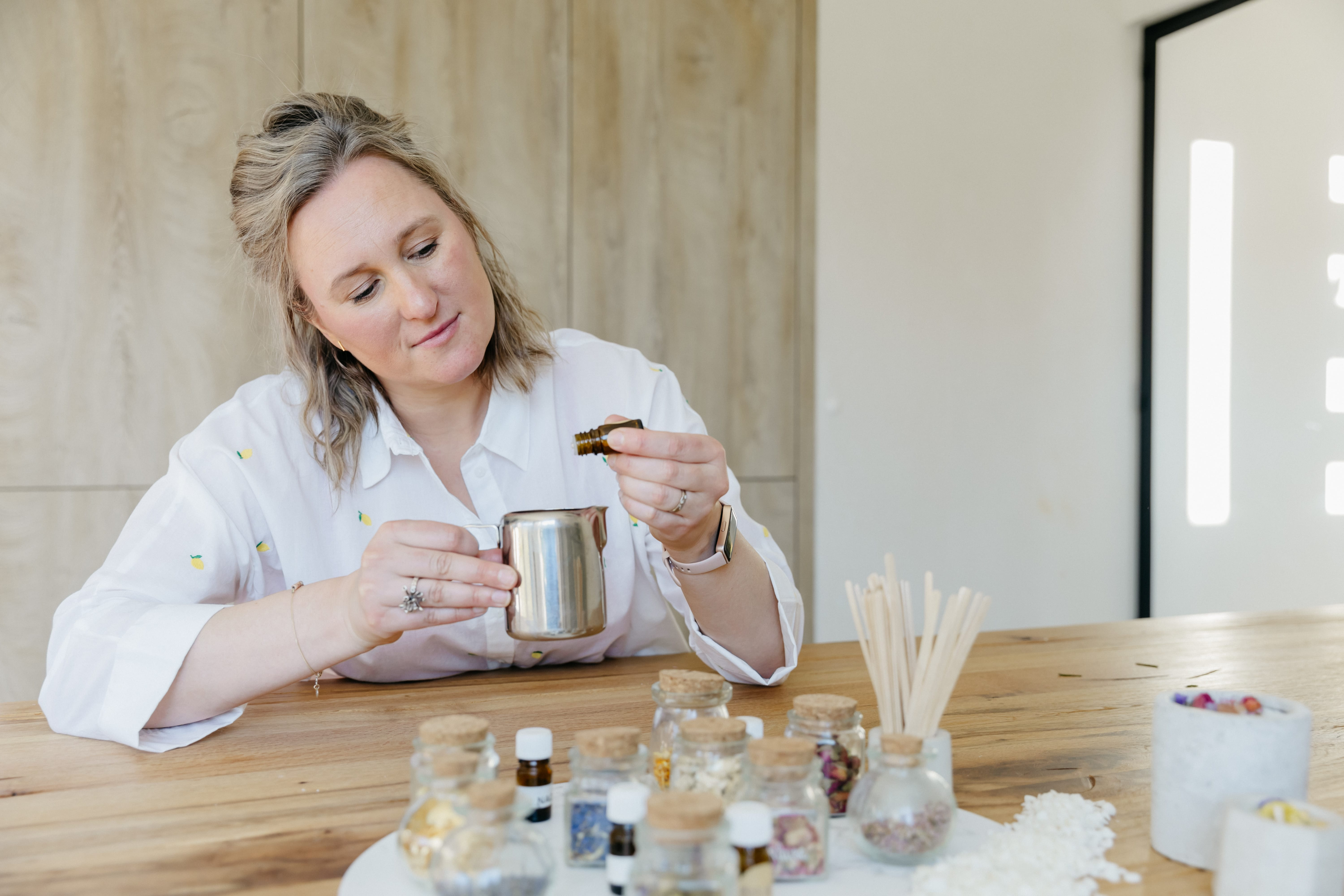 Ecologische geurkaarsen (beton) - workshop - Foto