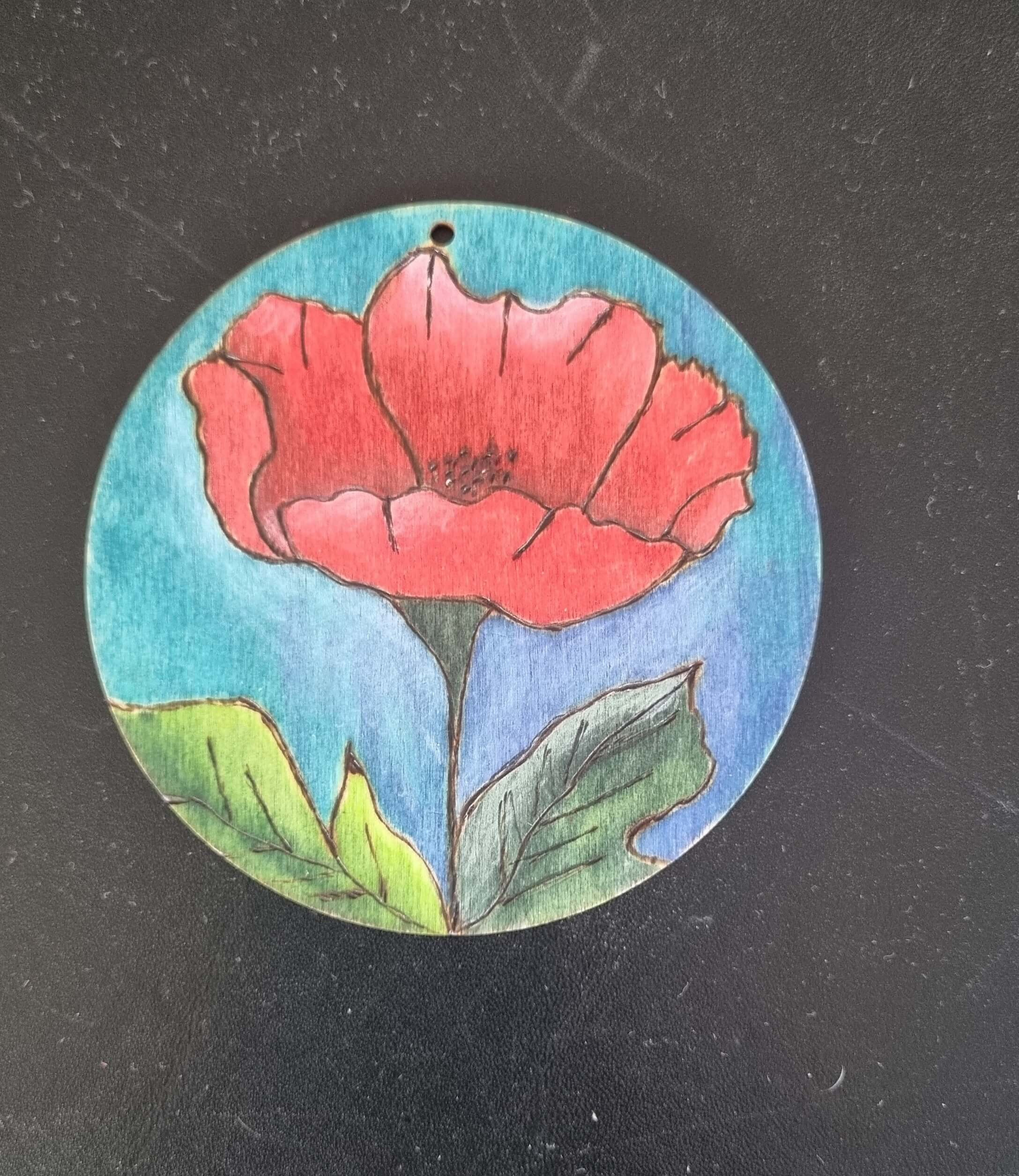 Pyrografie of houtbranden in combinatie met of zonder aquarel - Foto