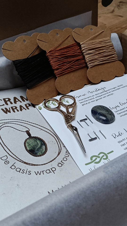 DIY macramé Stone wrapping ketting pakket - Foto