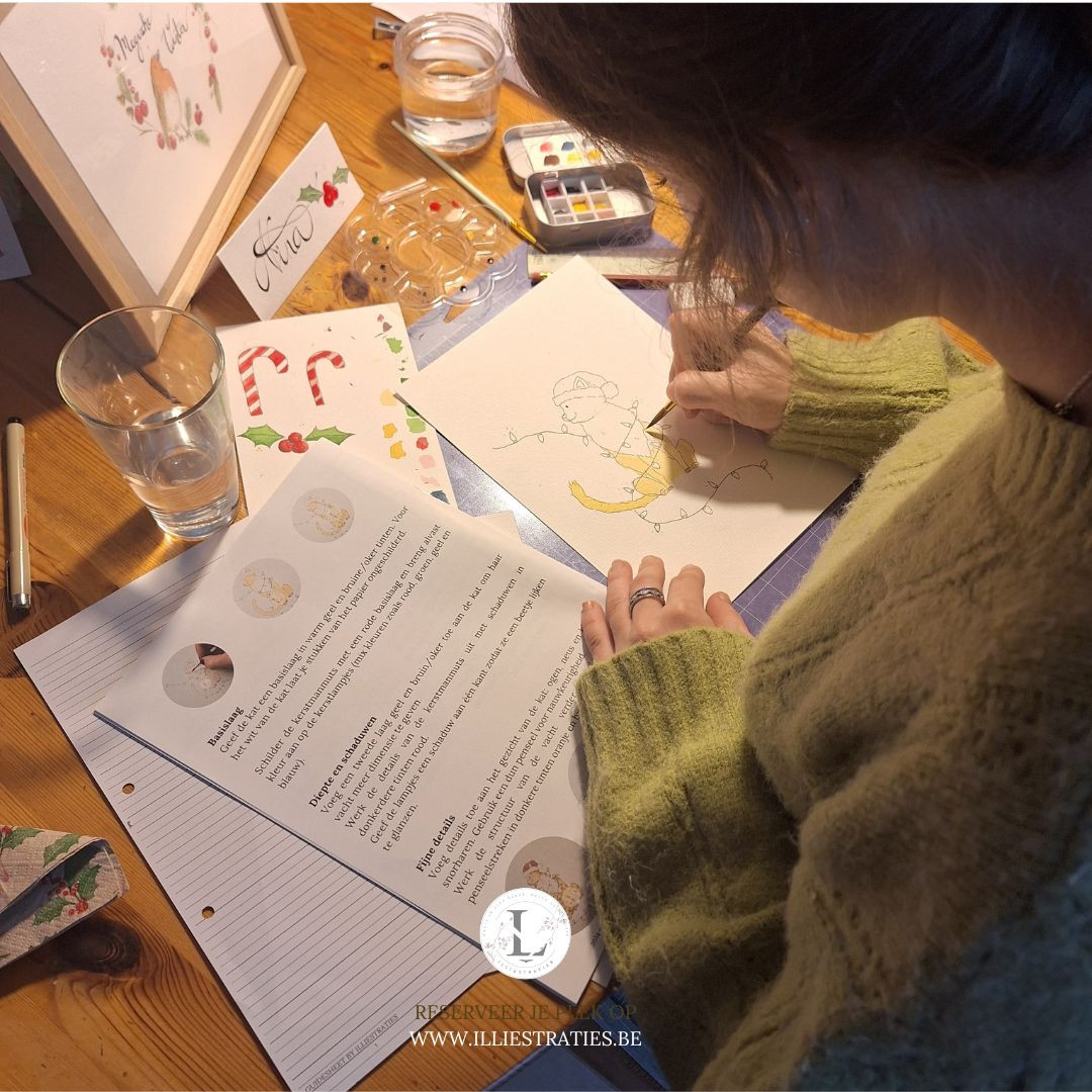 Aquarel Kerstworkshop: Kerstwenskaarten - Foto