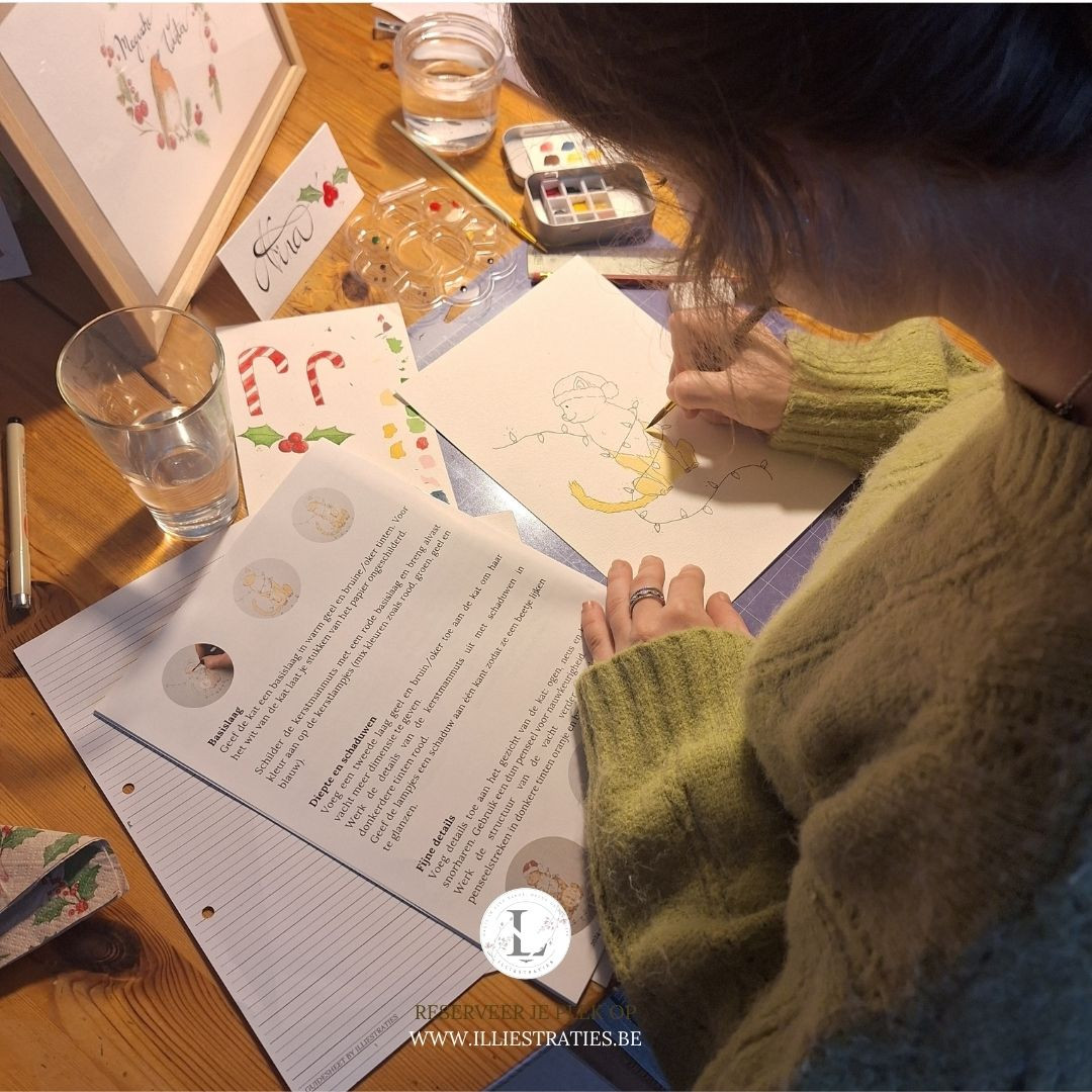 Aquarel Kerstworkshop - Maak jouw kat de hoofdrolspeler in dit verhaal! - Foto