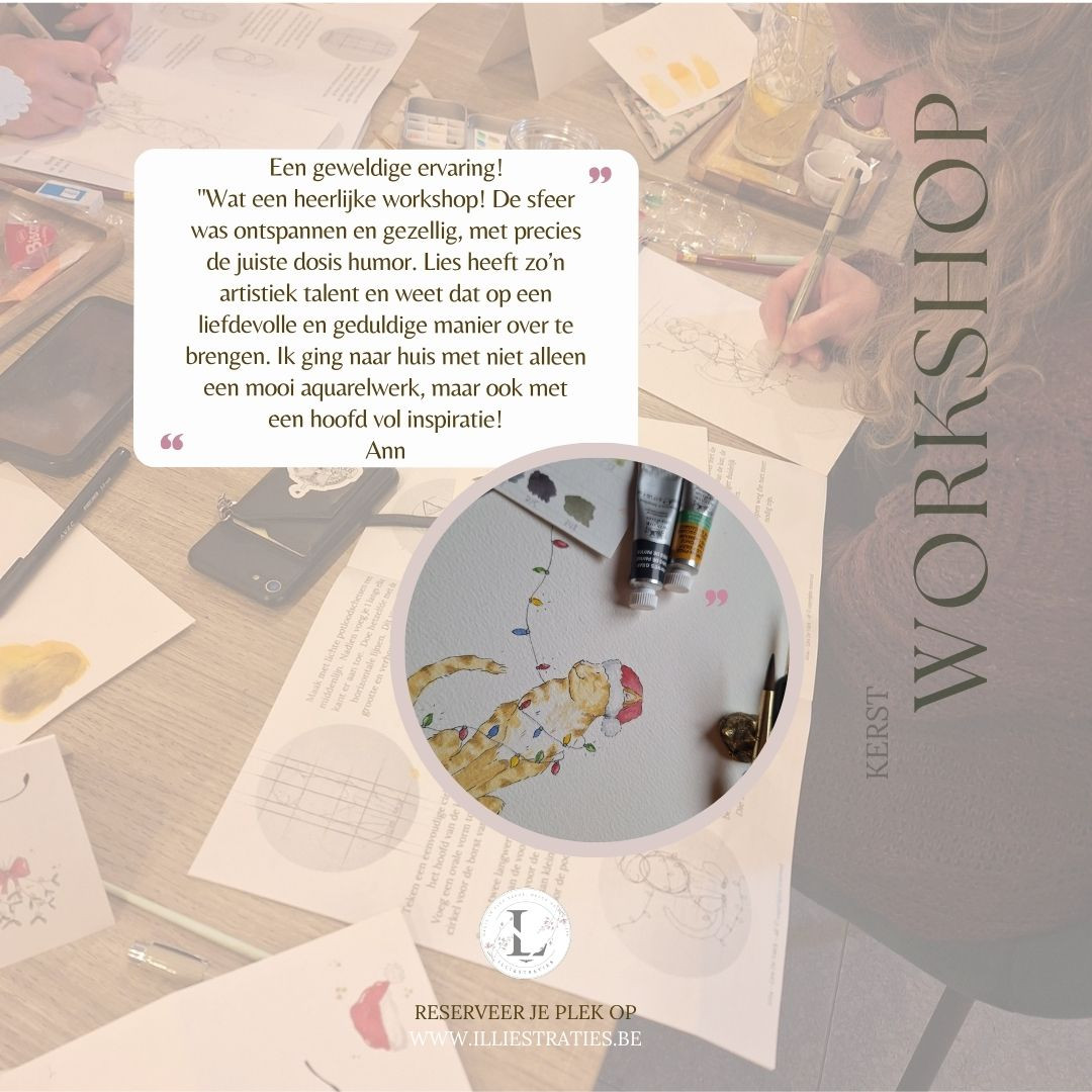 Aquarel Kerstworkshop - Maak jouw kat de hoofdrolspeler in dit verhaal! - Foto