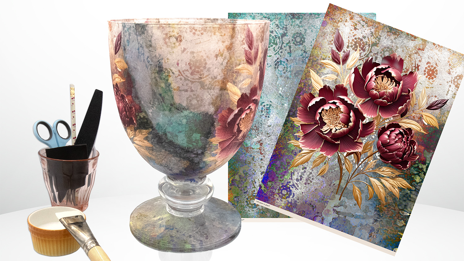 Groepsworkshop rijstpapier op glas - Foto