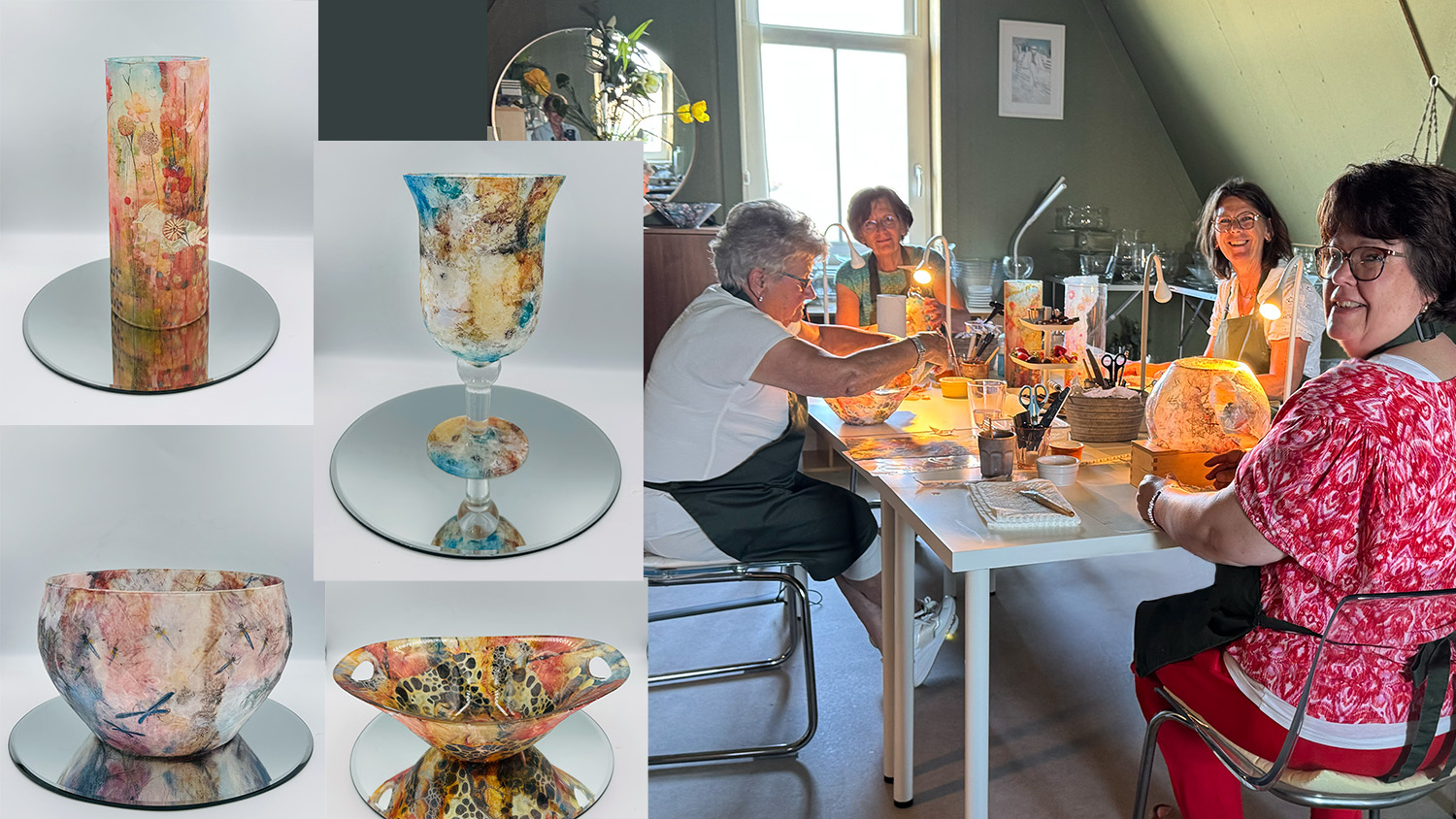 Workshop rijstpapier op glas - Foto