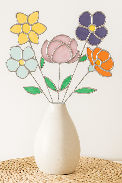 Glas in Lood - Bloem op steel Workshop - Foto