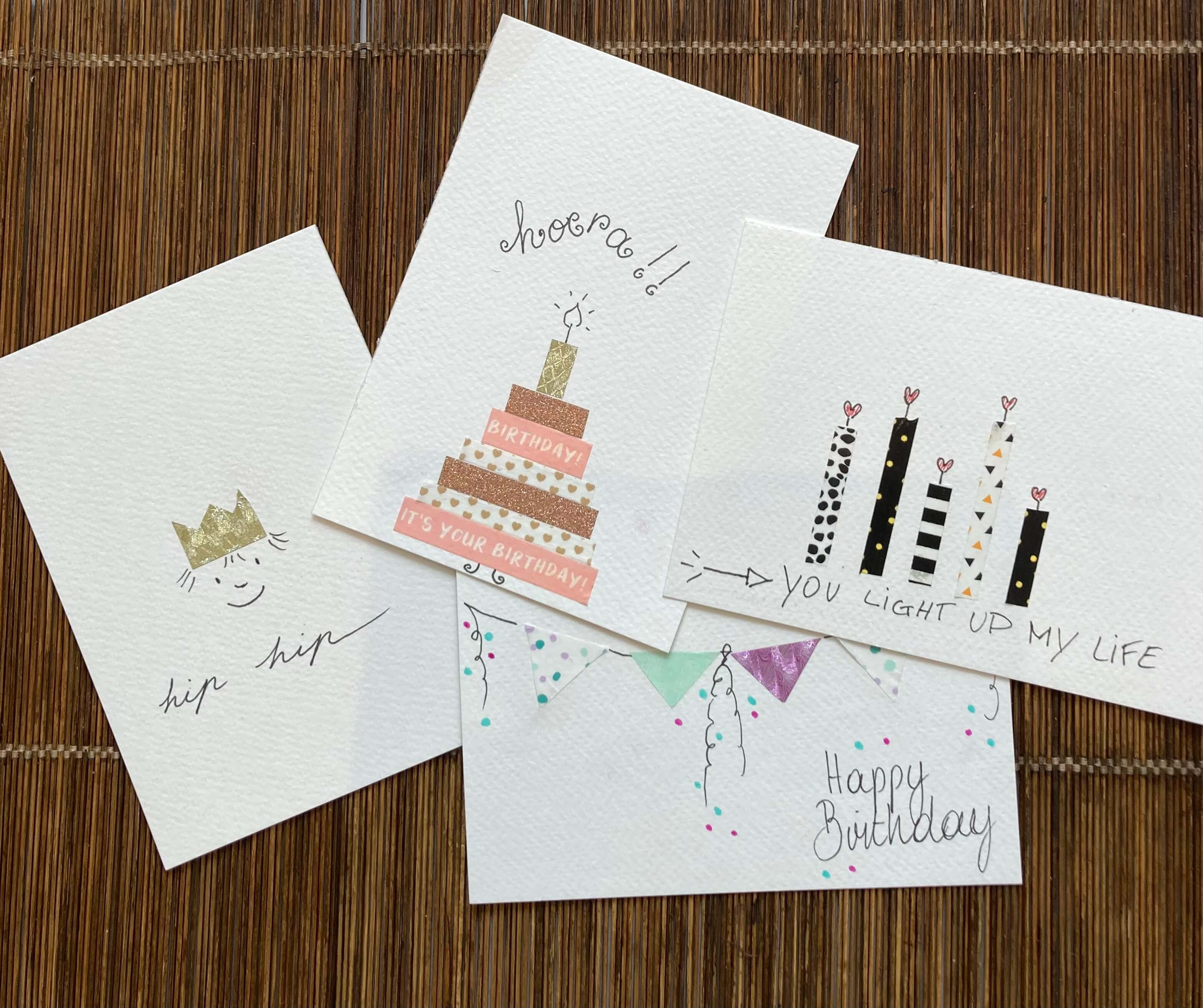 inloopworkshop knappe kaarten met washi tape - Foto