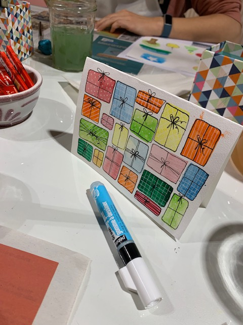 Kerstkaarten met ecoline en acrylinkt - Foto