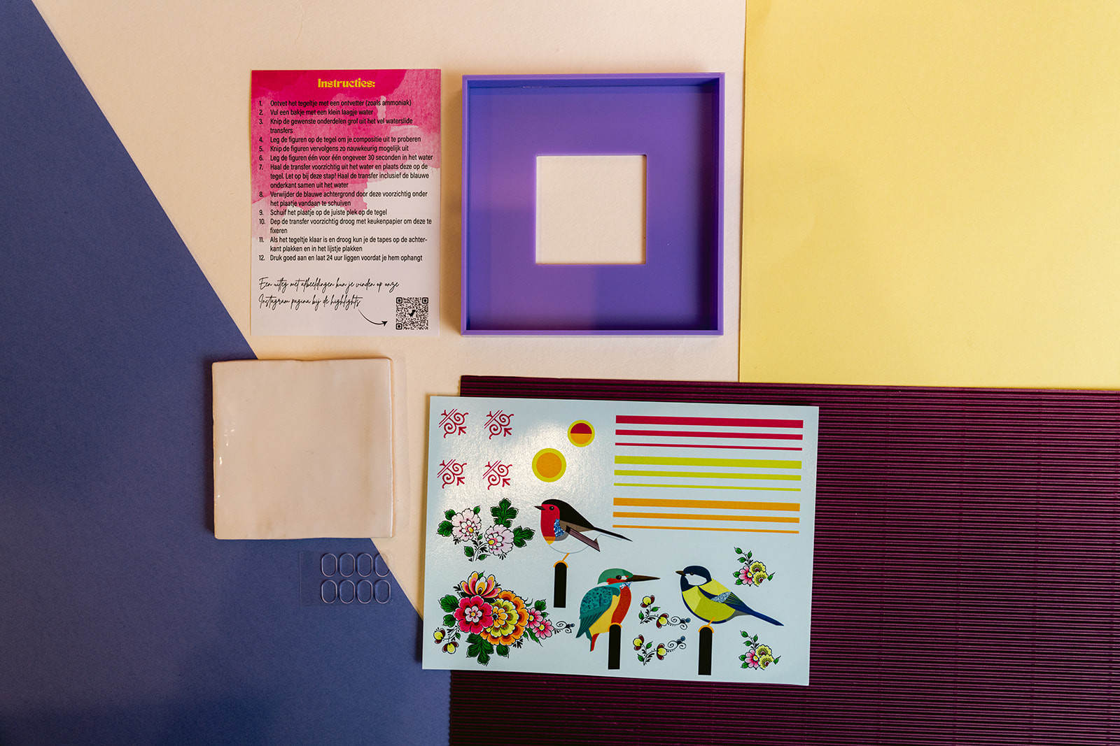 DIY pakket, decoreer je eigen tegel (Moderne vogels) - Foto