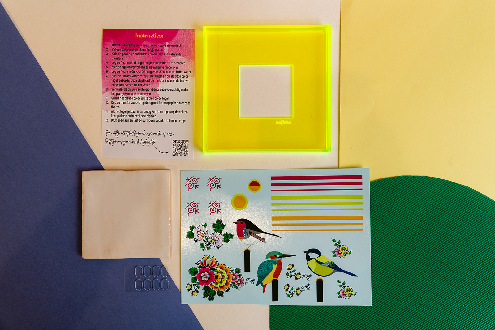 DIY pakket, decoreer je eigen tegel (Moderne vogels) - Foto