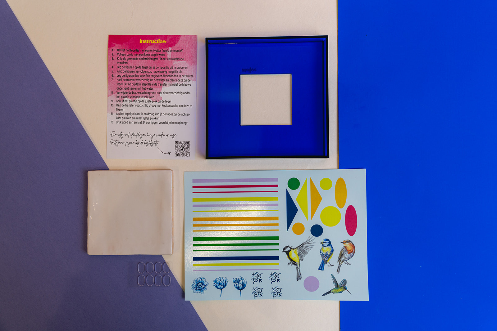 DIY pakket, decoreer je eigen tegel (Klassieke vogels) - Foto