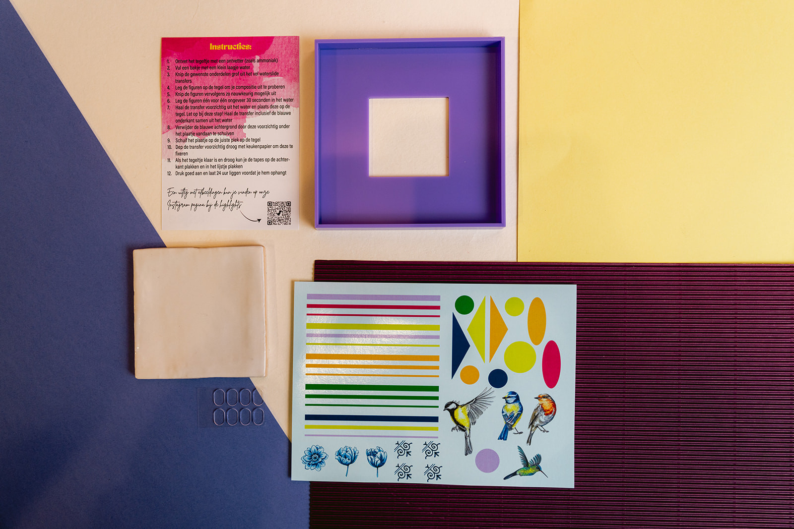 DIY pakket, decoreer je eigen tegel (Klassieke vogels) - Foto