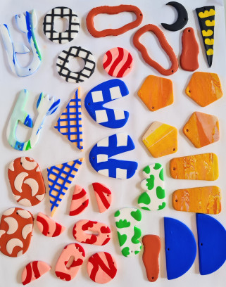 Statement juwelen uit polymeerklei - zeefdrukken, patroon en embossen