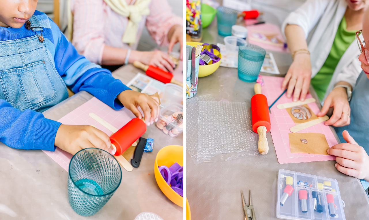 Ouder-kind workshop - oorbellen/sleutelhanger uit polymeerklei - Foto