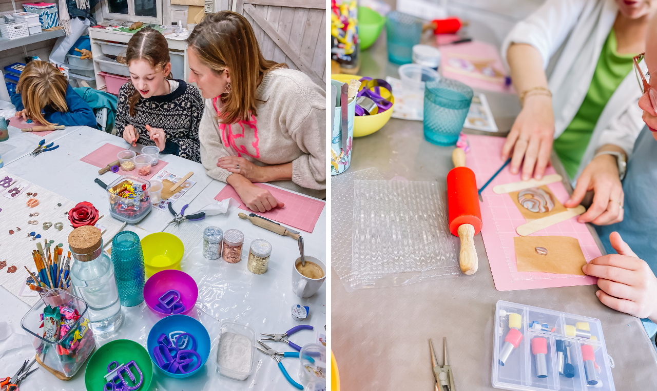 Ouder-kind workshop - oorbellen/sleutelhanger uit polymeerklei - Foto