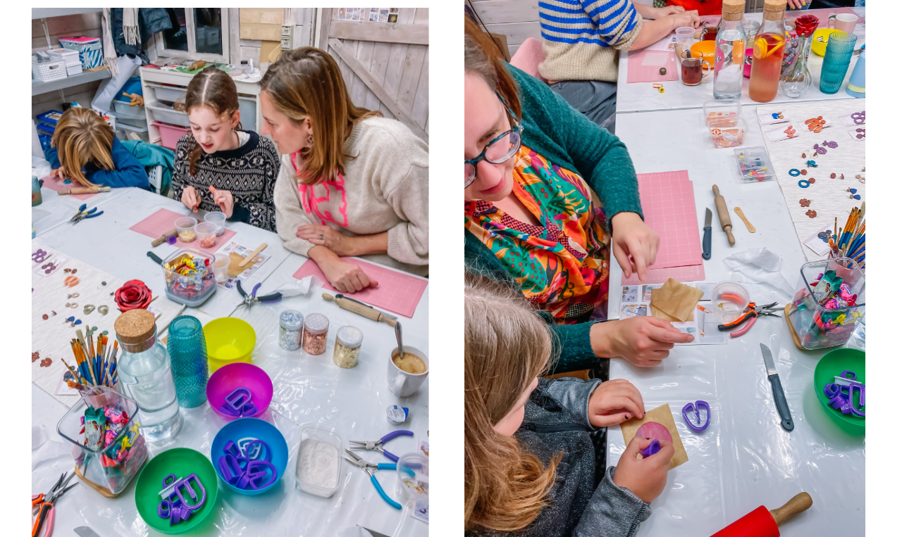 Ouder-kind workshop - oorbellen/sleutelhanger uit polymeerklei - Foto