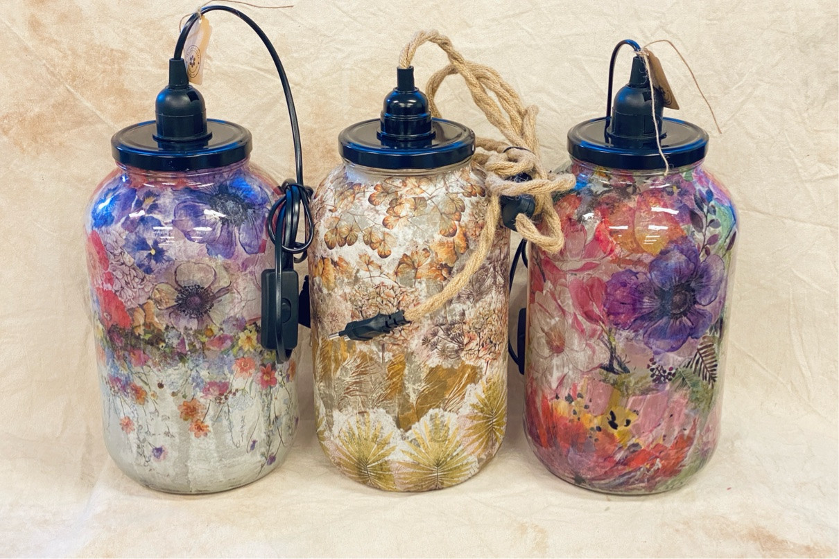 Decoupage glazen vaas of lamp - Foto