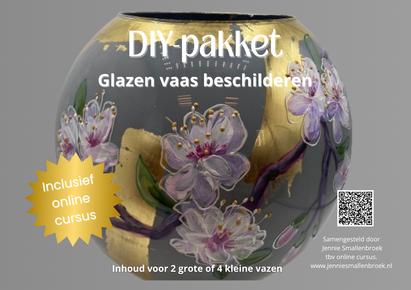 DIY pakket glazen vaas beschilderen voor 2 vazen - inclusief online cursus!