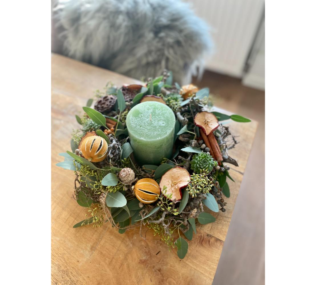 Maak je winterkrans met kerstlichtjes - Foto