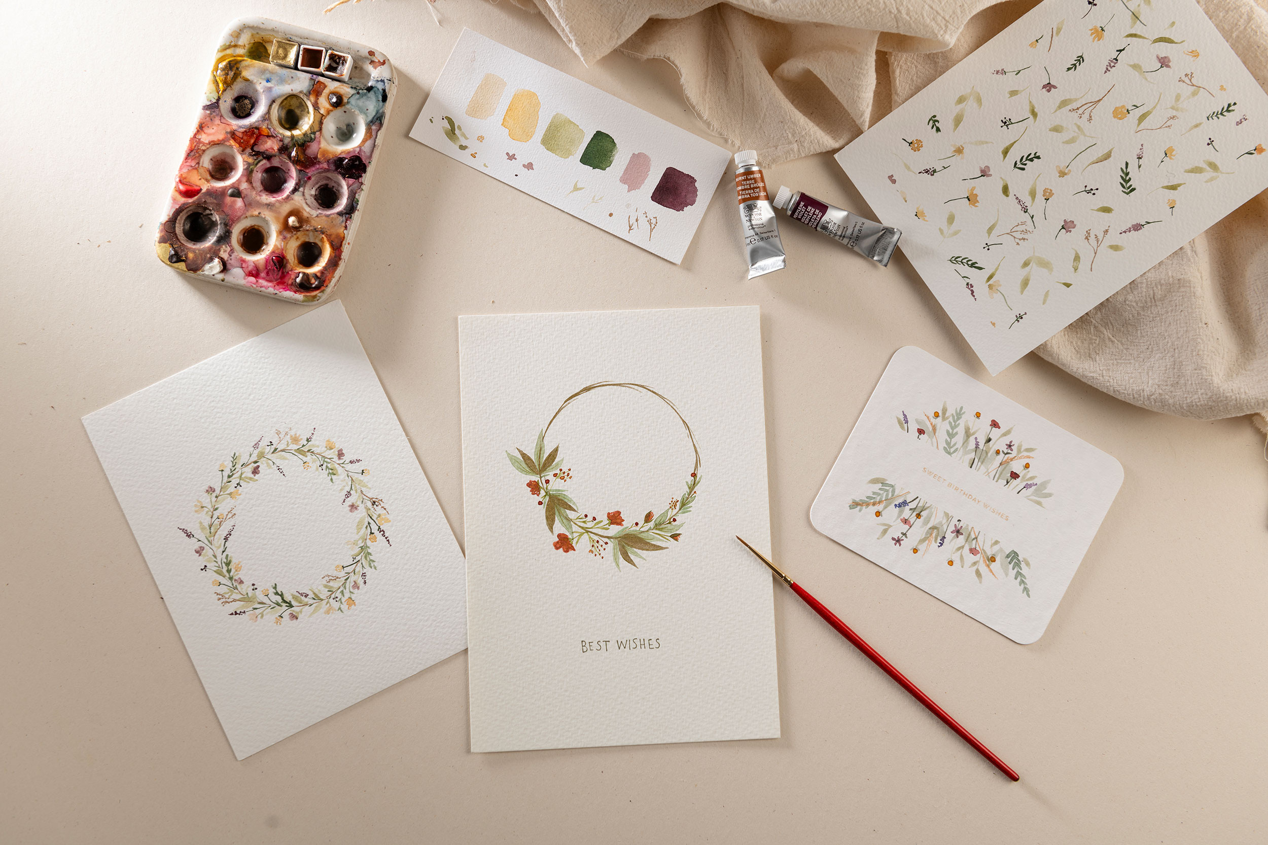 Workshop 'Kerstkaartjes in Aquarel' - Foto