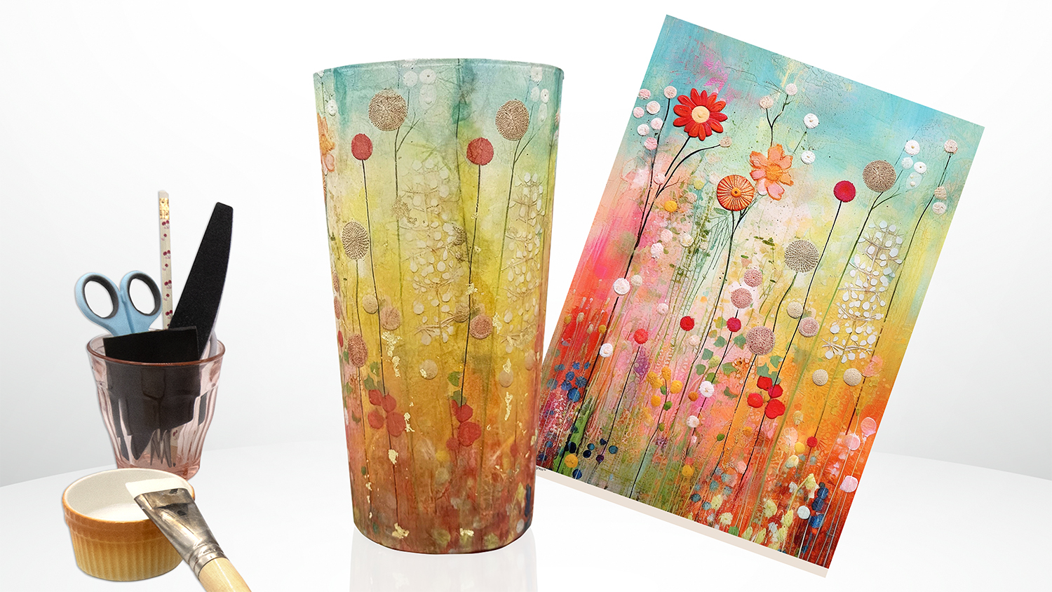 Workshop rijstpapier op glas - Foto