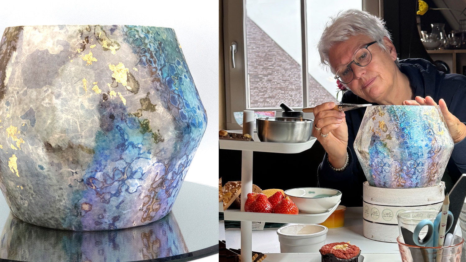 Workshop rijstpapier op glas - Foto