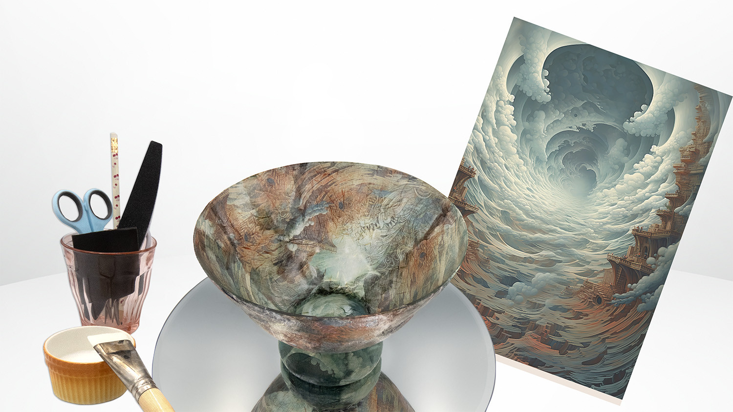 Workshop rijstpapier op glas - Foto