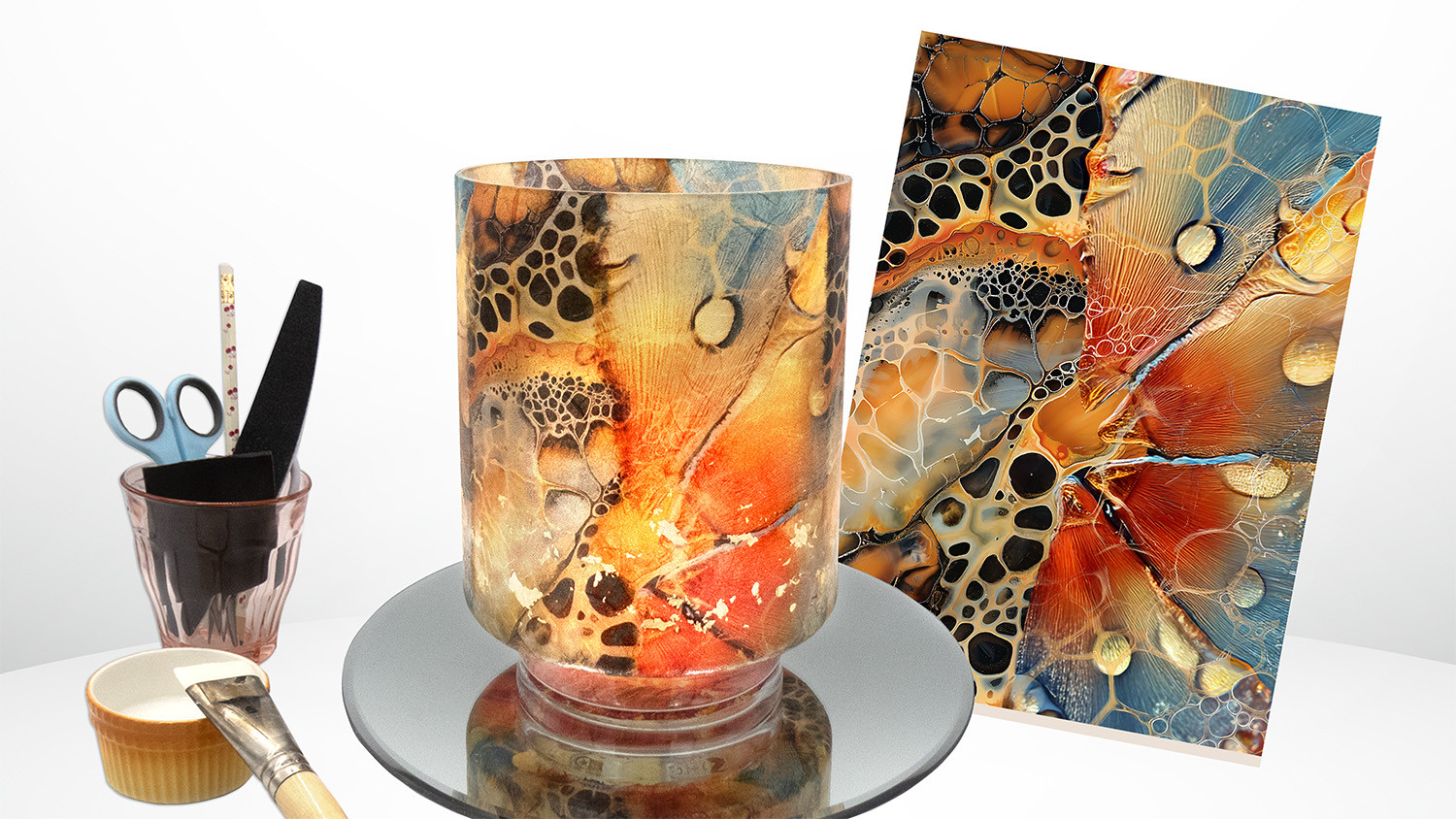 Workshop rijstpapier op glas - Foto